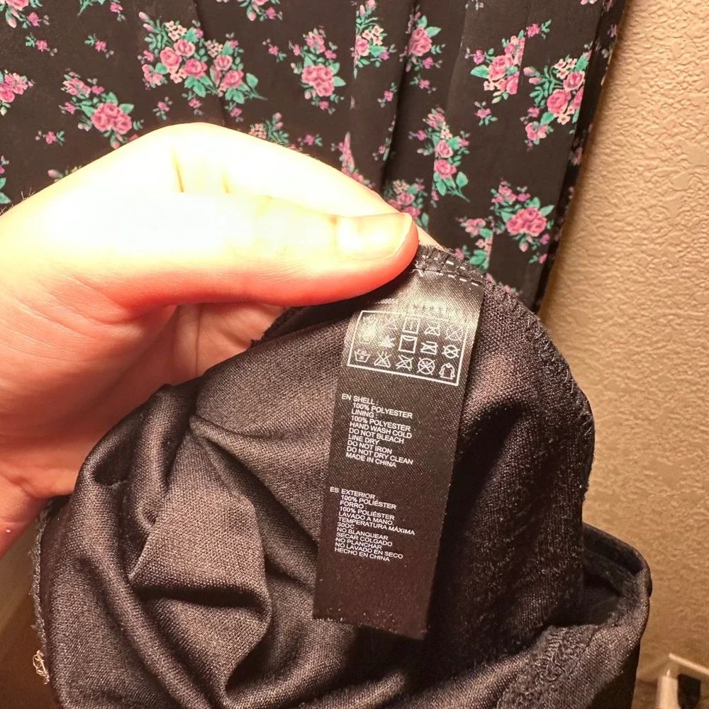 Forever 21 Size M Strapless Maxi Dress Black Floral Summer Bohemian Dark Romance - Picture 6 of 7